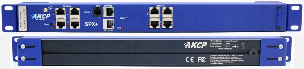 AKCP - SPX-U-S - SPX+ Gateway 1U, EXP/MODBUS + BEB, 8 Sensor Ports, 17” Rack Bracket 